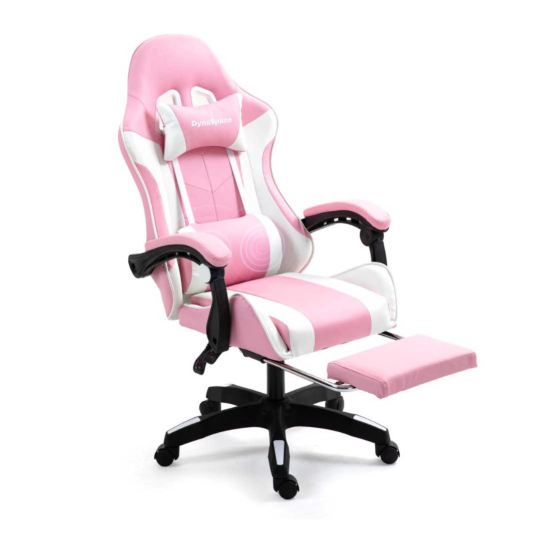 Nero Gaming Massage Office Chair With Footrest - Pink – Space General