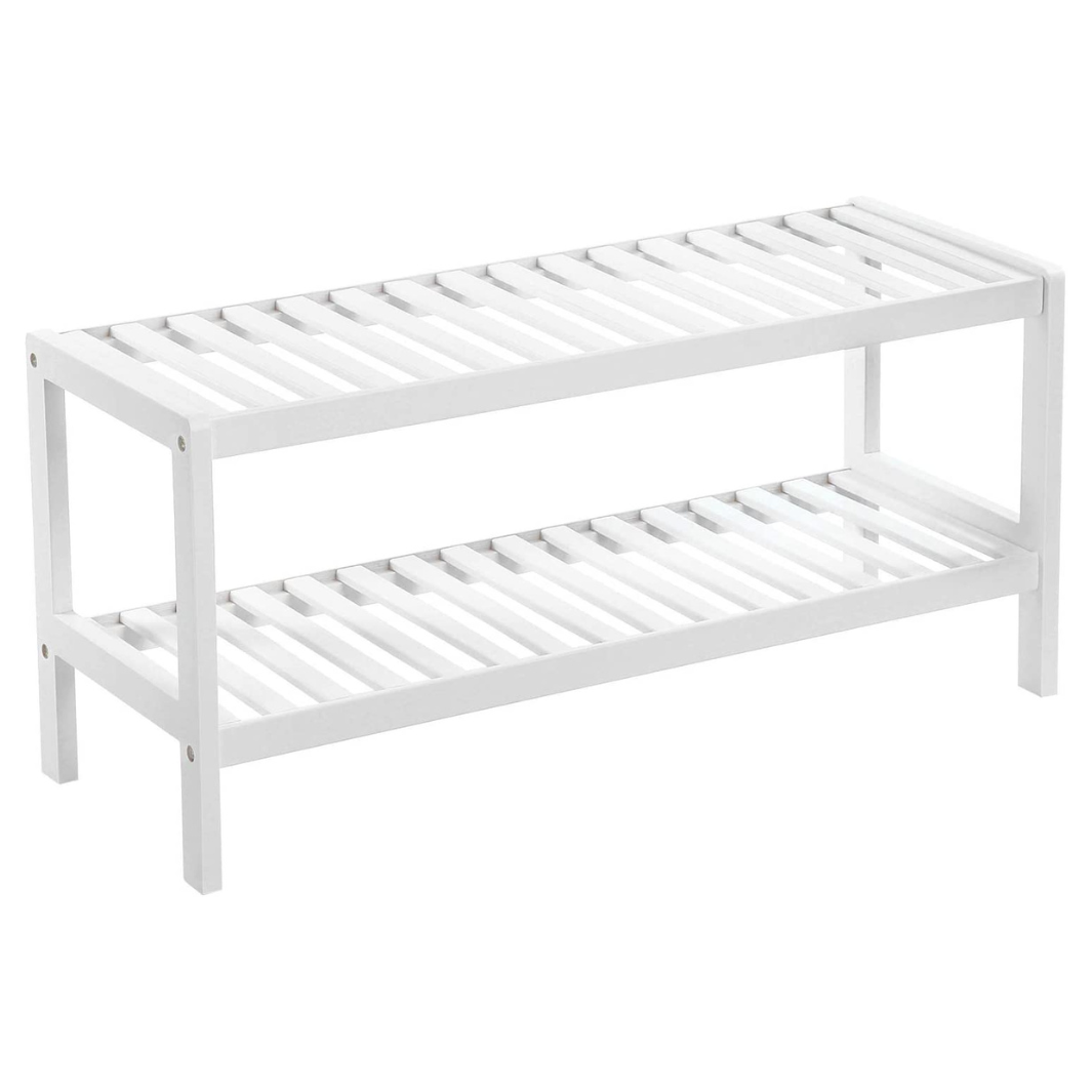 Bamboo 2-Tier Shoe Rack White – Space General1