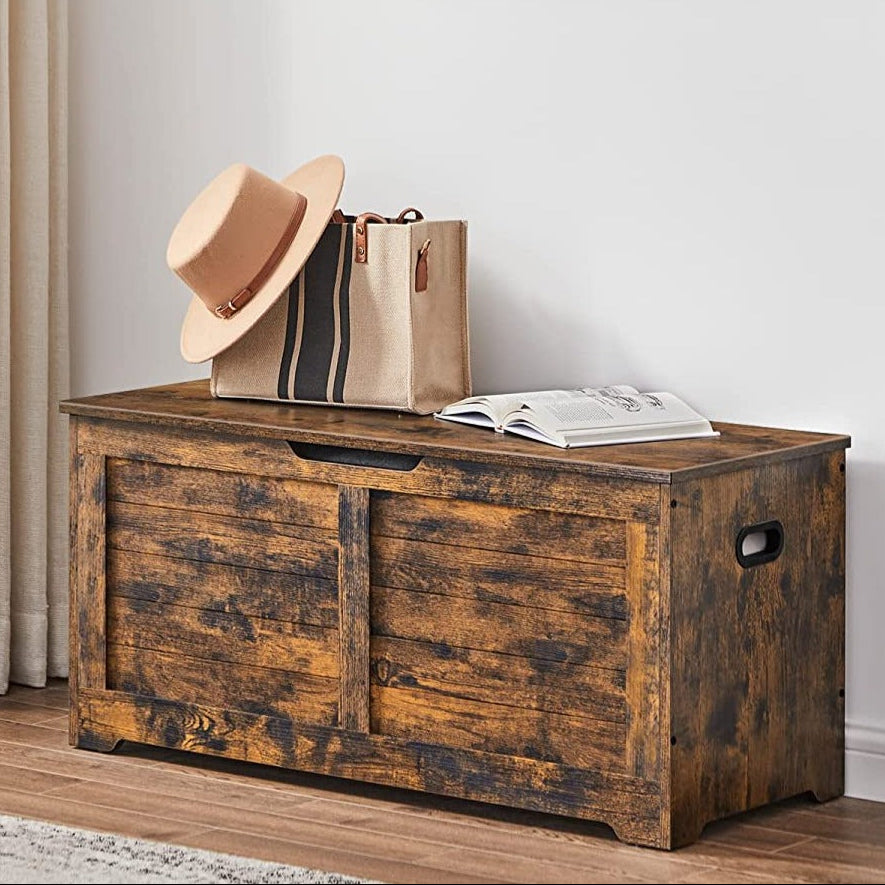Large Storage Box with Safety Hinges 184L - Rustic Brown – Space General