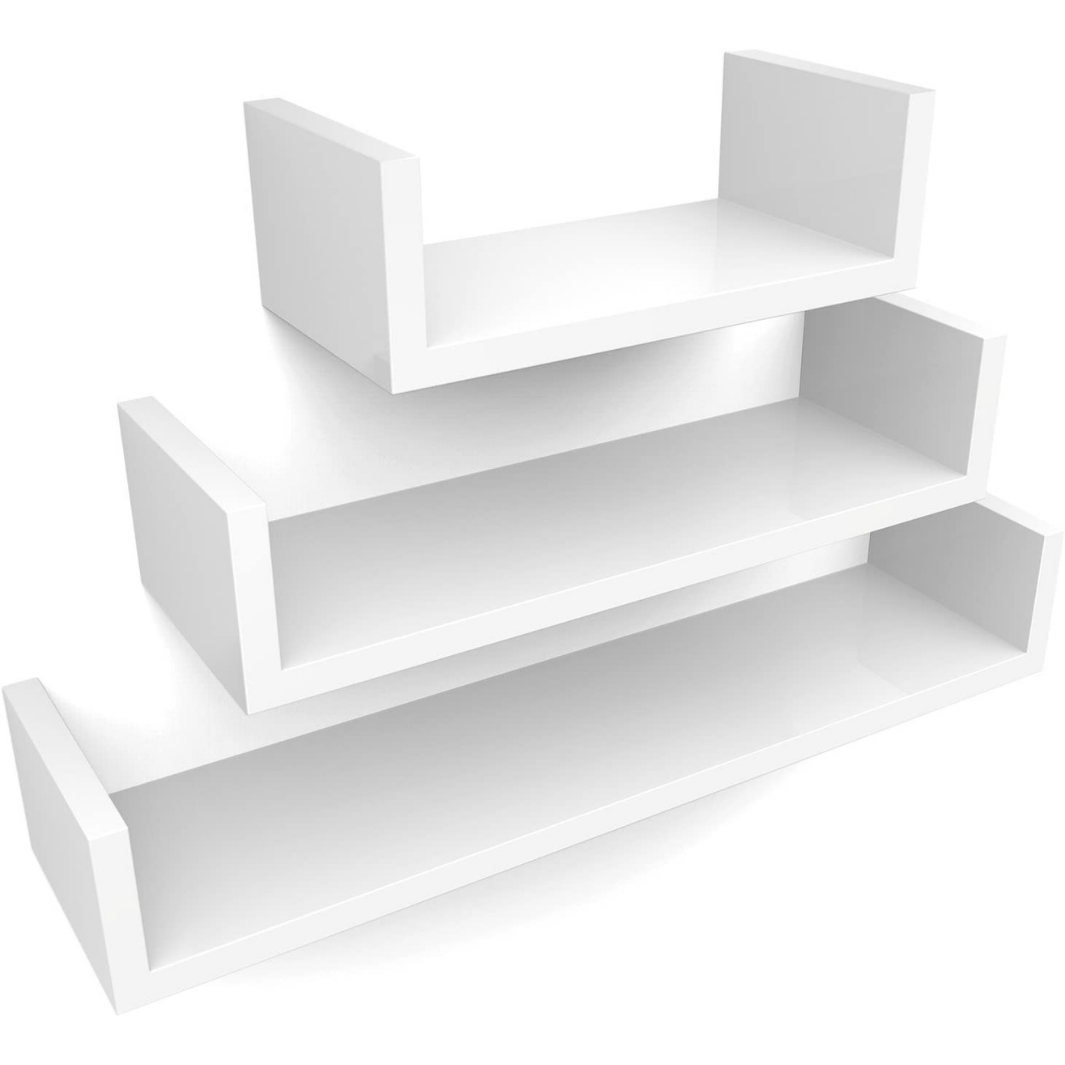 Floating Wall Shelves White Large (Set of 3) Space General