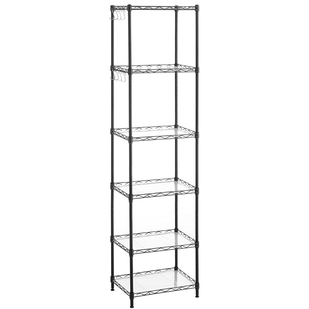 6 Tier Metal Storage Rack Shelf Black Space General
