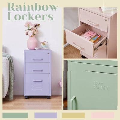 Add Pastel Charm with Our Rainbow Steel Lockers to Your Space