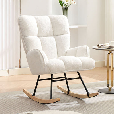 Boucle Rocking Armchair – White