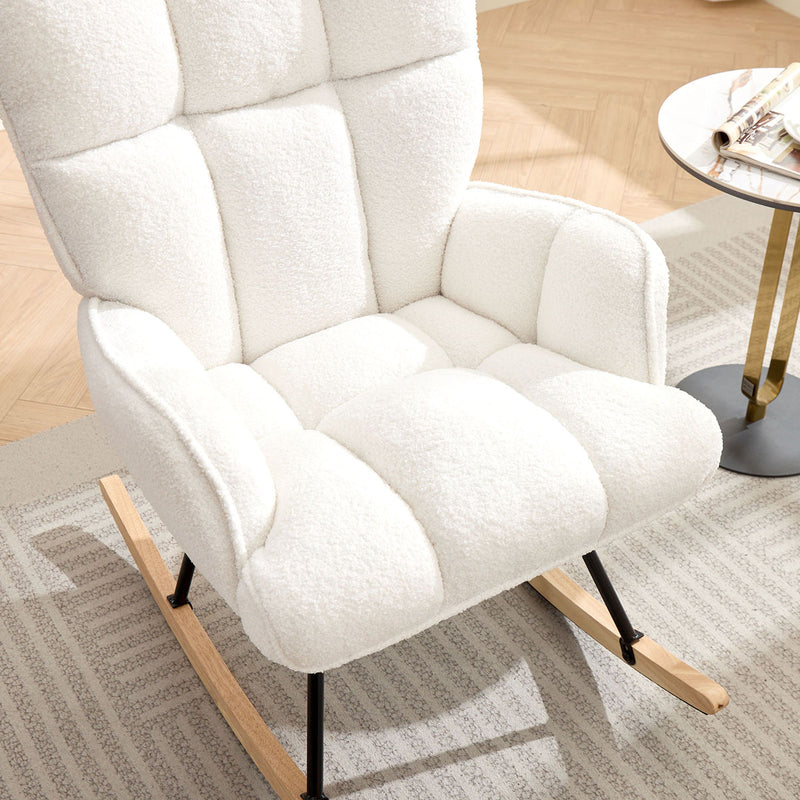 Boucle Rocking Armchair – White