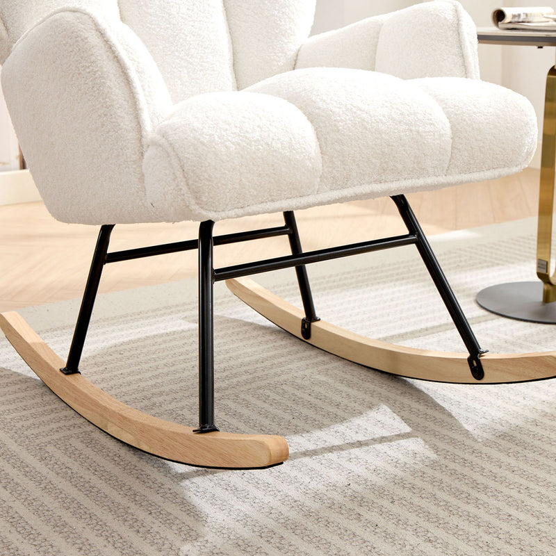 Boucle Rocking Armchair – White