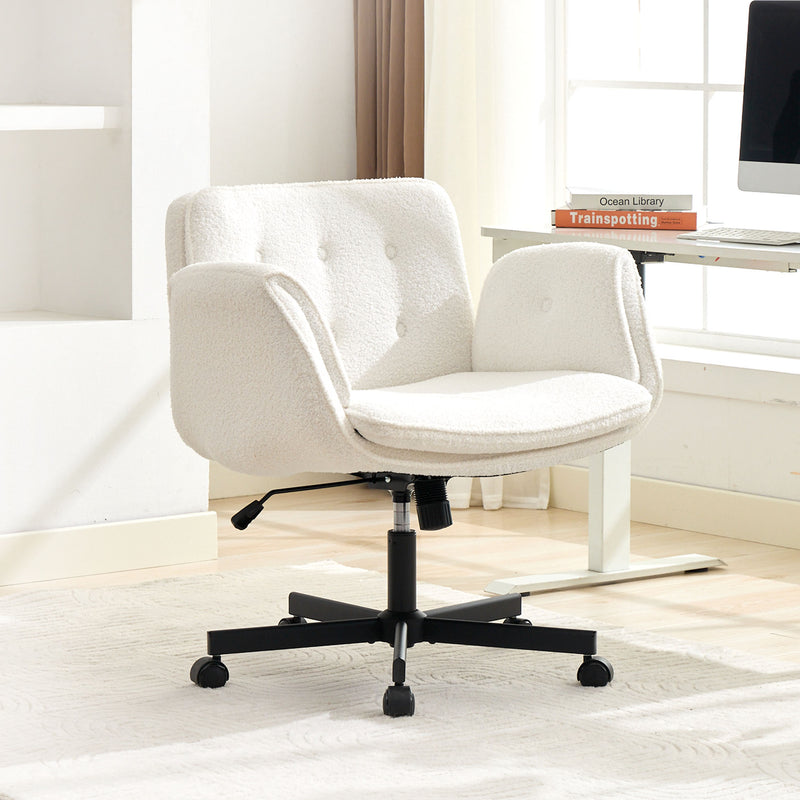 Cross-Legged Swivel Vanity Chair – Cream White