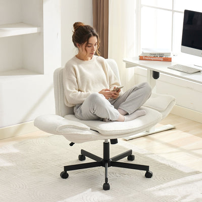 Cross-Legged Swivel Vanity Chair – Cream White