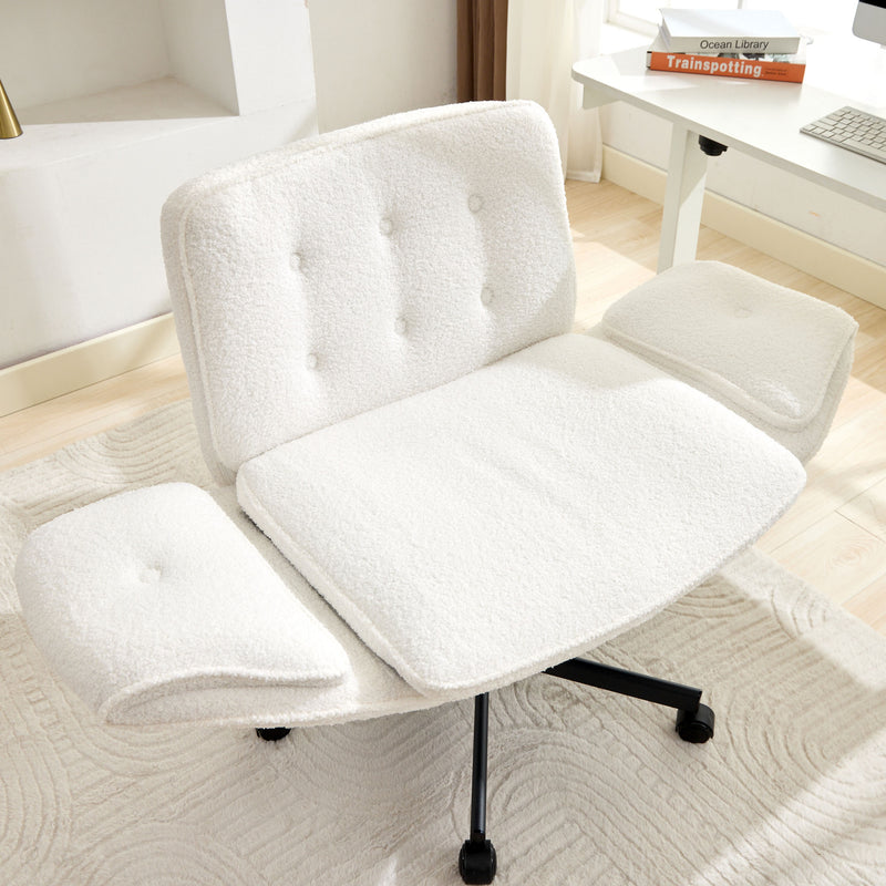 Cross-Legged Swivel Vanity Chair – Cream White