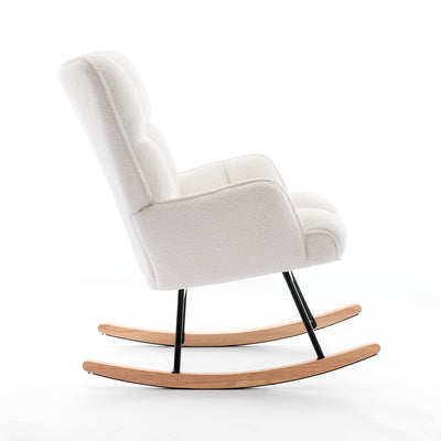 Boucle Rocking Armchair – White