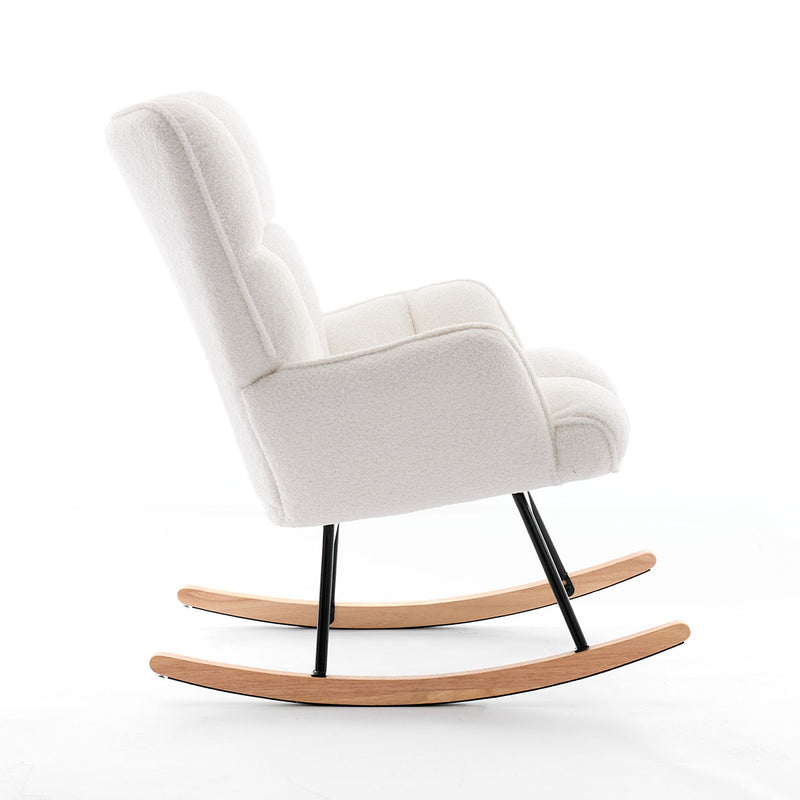 Boucle Rocking Armchair – White