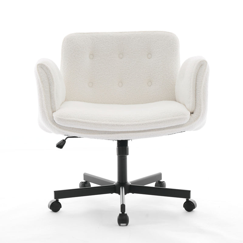 Cross-Legged Swivel Vanity Chair – Cream White