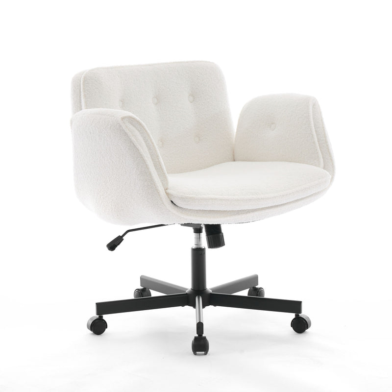 Cross-Legged Swivel Vanity Chair – Cream White