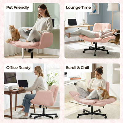 Cross-Legged Swivel Vanity Chair – Pink