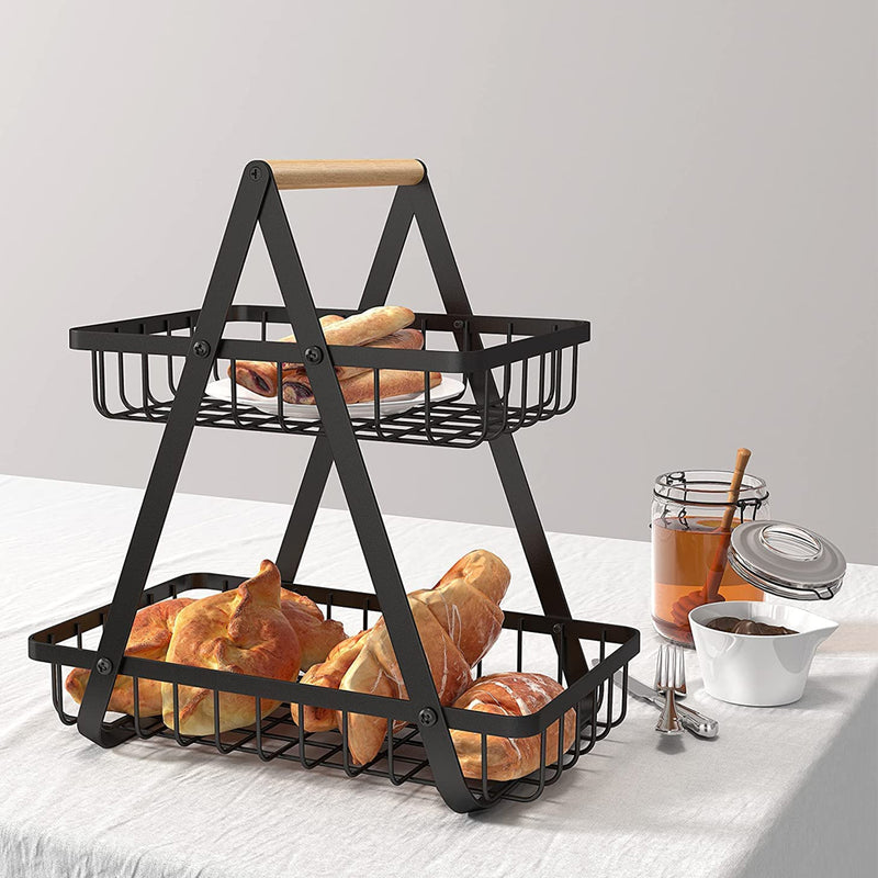 2-Tier Countertop Fruit Basket Fruit Bowl