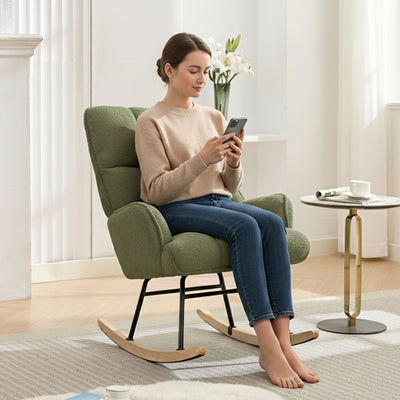 Boucle Rocking Armchair – Green