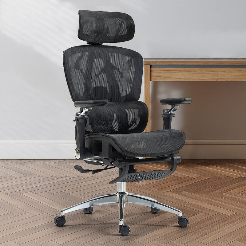 ErgoElite Ultimate Mesh Reclining Office Chair with Footrest – Black