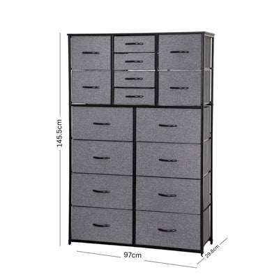 16 Drawer Storage Chest - Grey