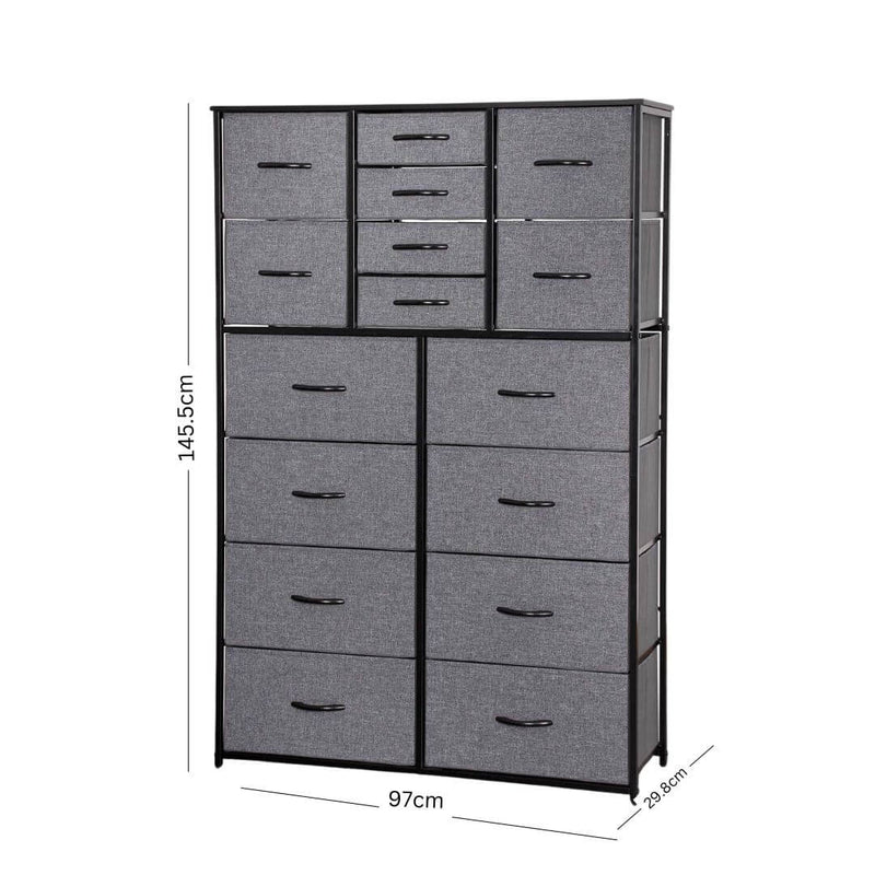 16 Drawer Storage Chest - Grey