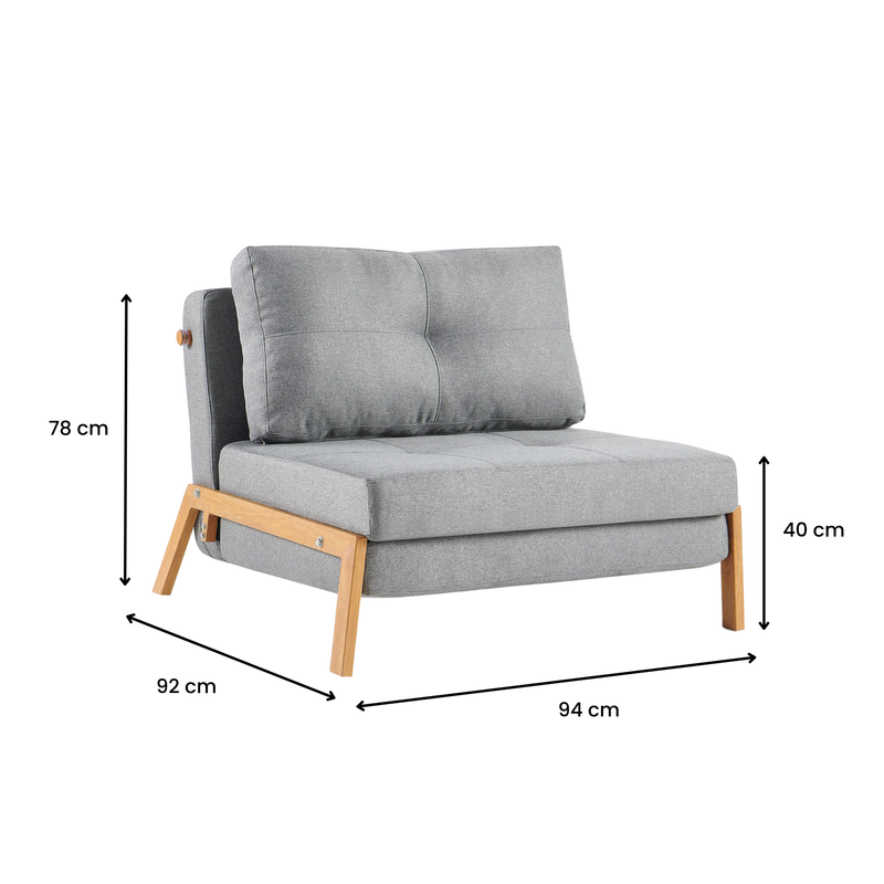 Clark Single Sofa Bed - Light Grey