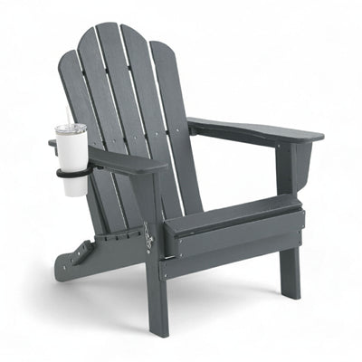 Adirondack Outdoor Chair with Cup Holder - Grey