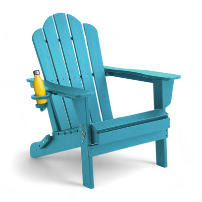 Adirondack Outdoor Chair with Cup Holder - Peacock Blue