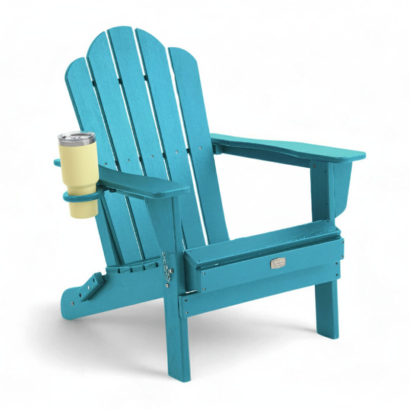 Adirondack Outdoor Chair with Cup Holder - Peacock Blue