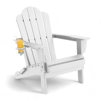 Adirondack Outdoor Chair with Cup Holder - White