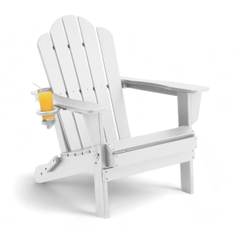 Adirondack Outdoor Chair with Cup Holder - White