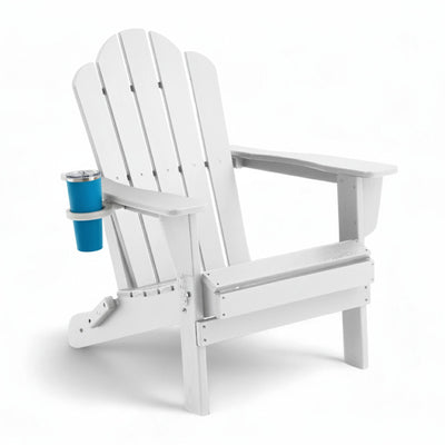 Adirondack Outdoor Chair with Cup Holder - White