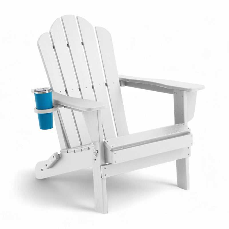 Adirondack Outdoor Chair with Cup Holder - White