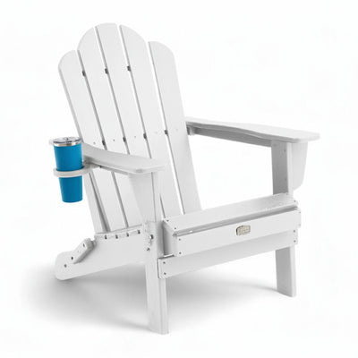 Adirondack Outdoor Chair with Cup Holder - White