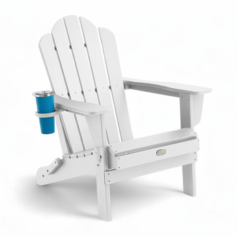 Adirondack Outdoor Chair with Cup Holder - White