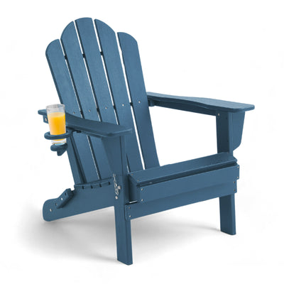 Adirondack Outdoor Chair with Cup Holder - Blue