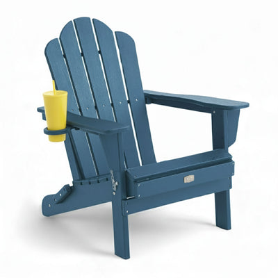 Adirondack Outdoor Chair with Cup Holder - Blue