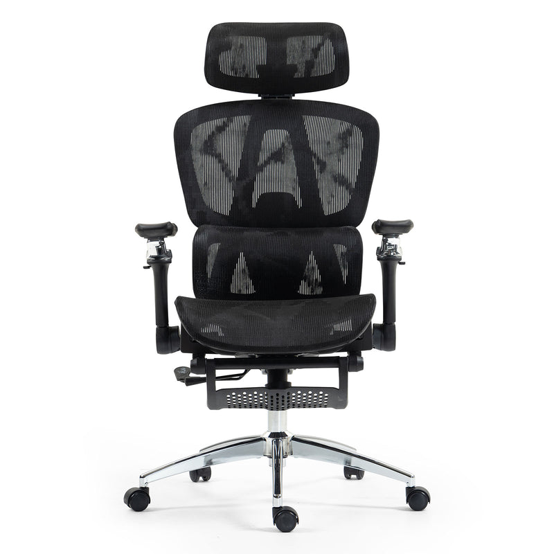 ErgoElite Ultimate Mesh Reclining Office Chair with Footrest – Black