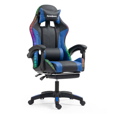 Vega LED Gaming Massage Office Chair With Footrest - Blue