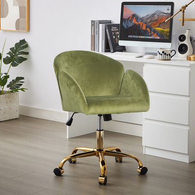 Elle Velvet Office Chair - Green