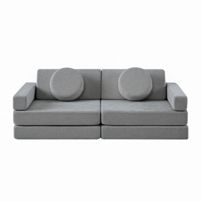 Modular Kids Play Couch – 14Pcs Convertible Sofa (Charcoal Grey)
