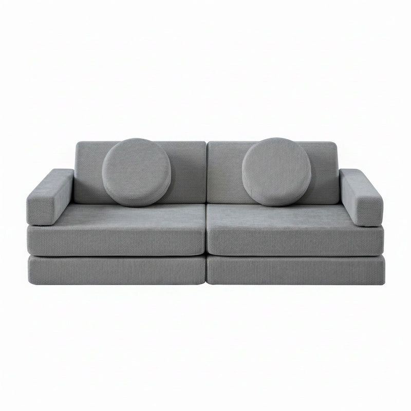 Modular Kids Play Couch – 14Pcs Convertible Sofa (Charcoal Grey)