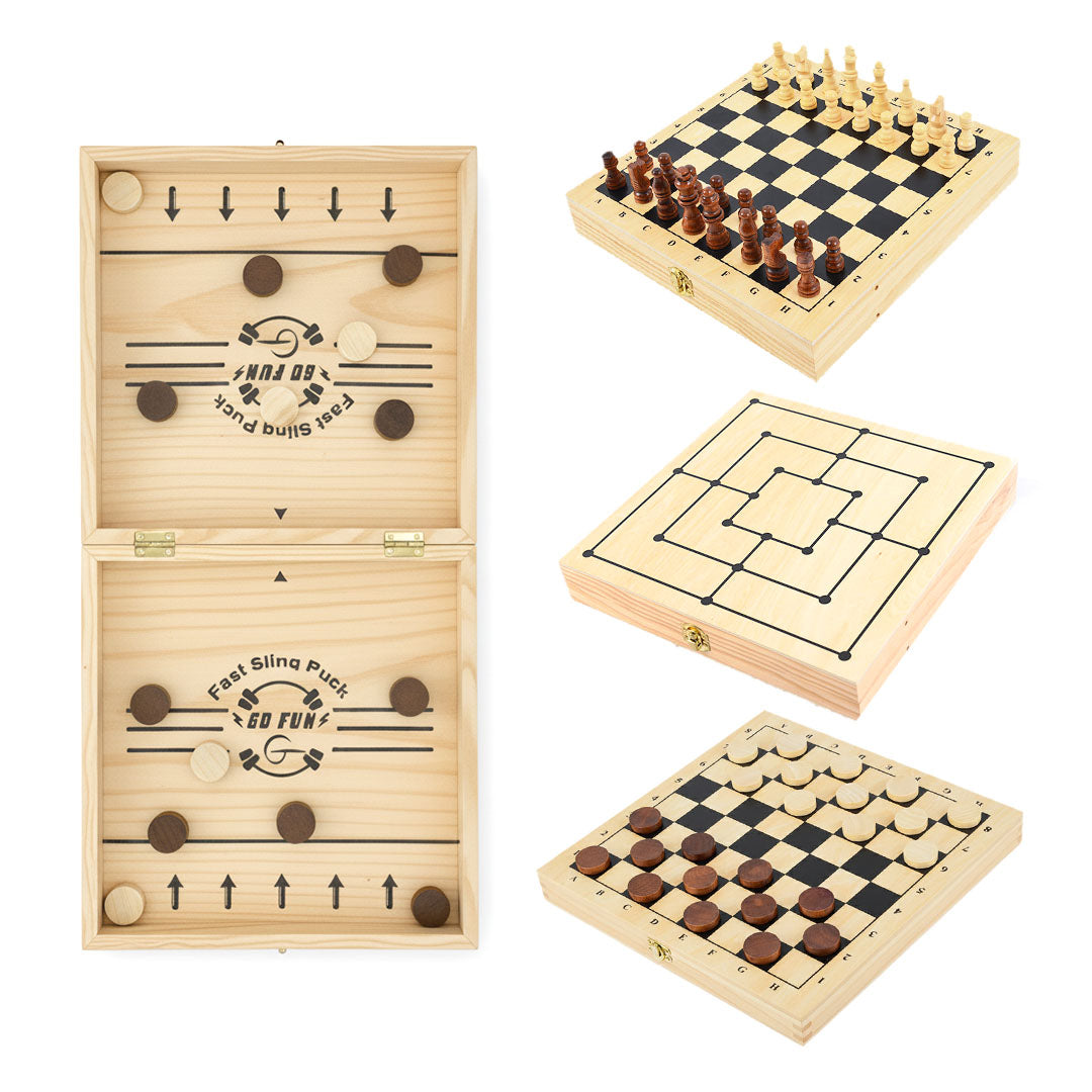 4-in-1 Game Set - Chess, Checkers, Tic-Tac-Toe, Puck – Space General