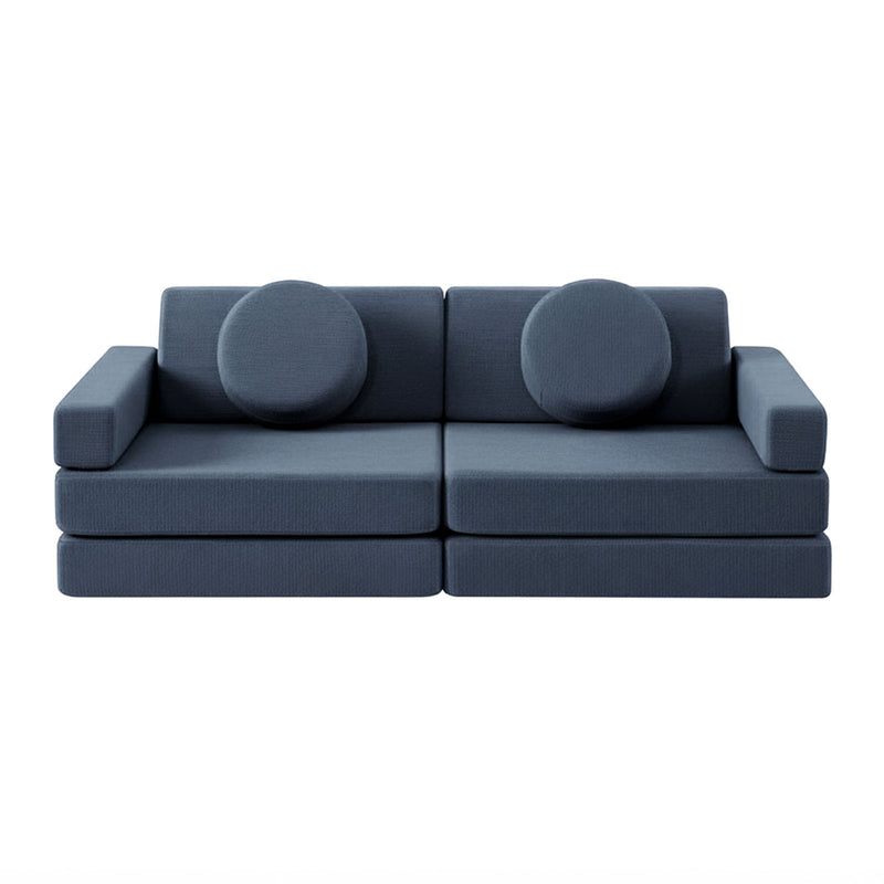 Modular Kids Play Couch – 14Pcs Convertible Sofa (Denim Blue)