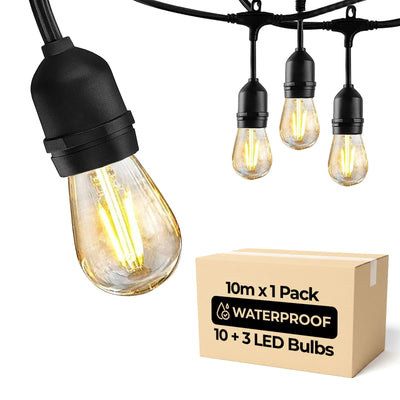 10M LED Outdoor String Lights with 10+3 Bulbs