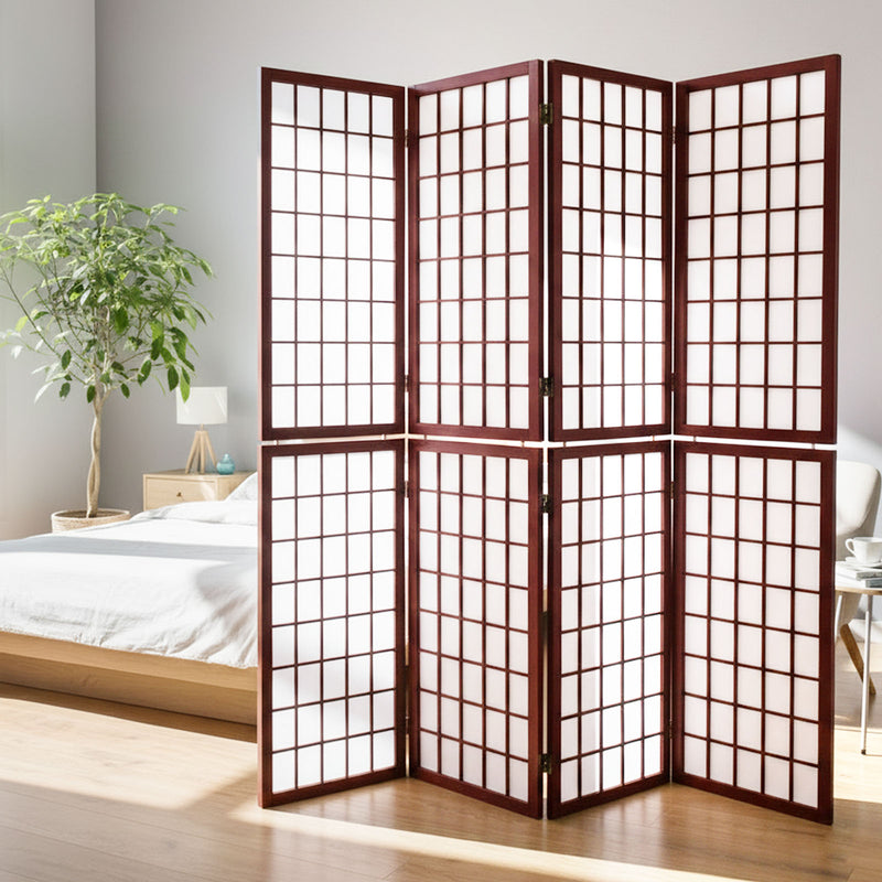 Red Wood Frame with Rice Paper Panels - 4P