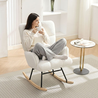 Boucle Rocking Armchair – White