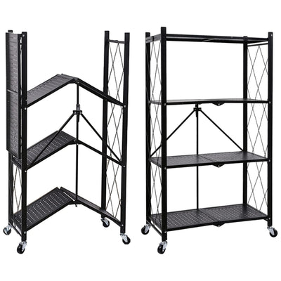 Foldable 4-Tier Metal Rack Storage Shelving Unit