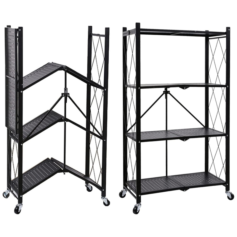 Foldable 4-Tier Metal Rack Storage Shelving Unit