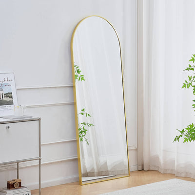 Selena Metal Arched Full Length Wall Mirror - Gold