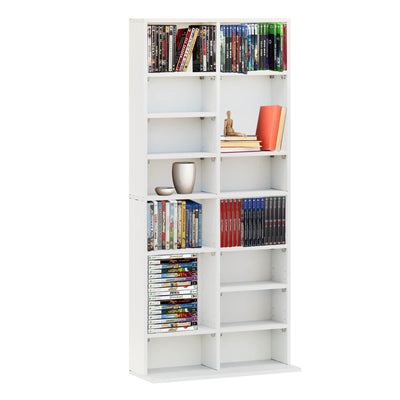 8 Tier CD DVD Adjustable Rack Shelf - White