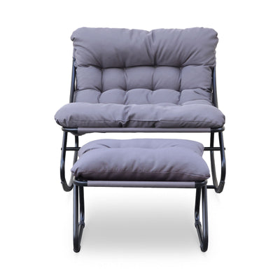 Outdoor Rocking Chair Large with Cushion and Stool