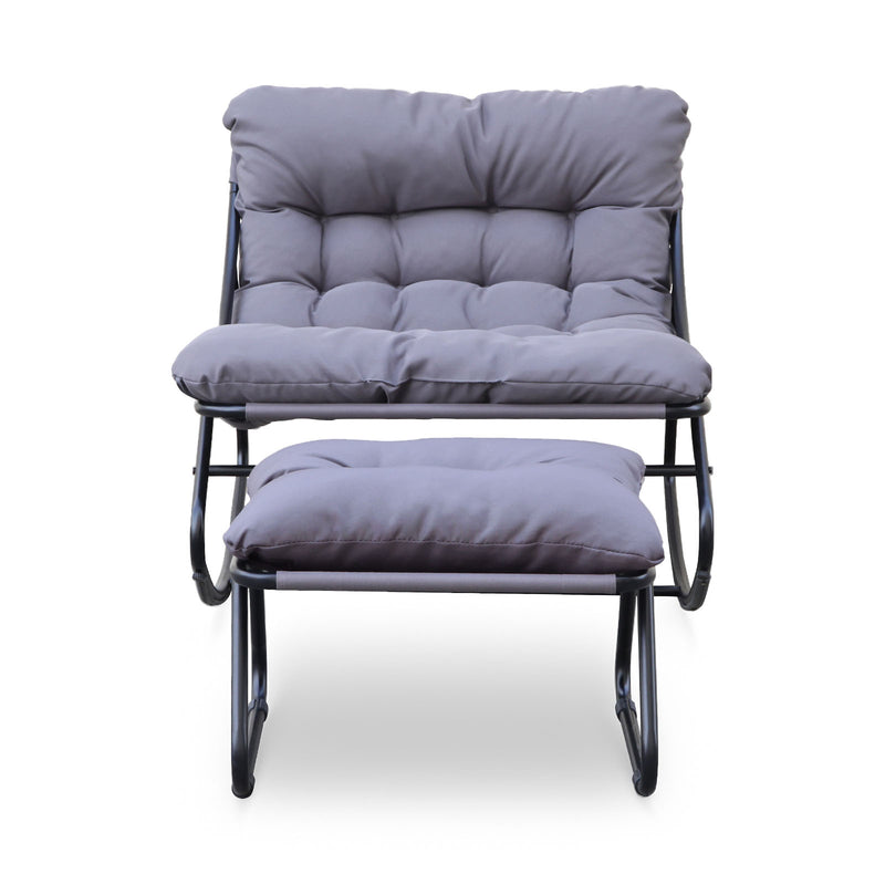 Outdoor Rocking Chair Large with Cushion and Stool